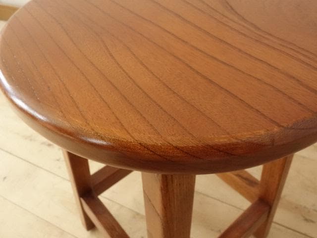 北海道手作り家具　ケヤキ（欅）材　スツールC　座面一枚板