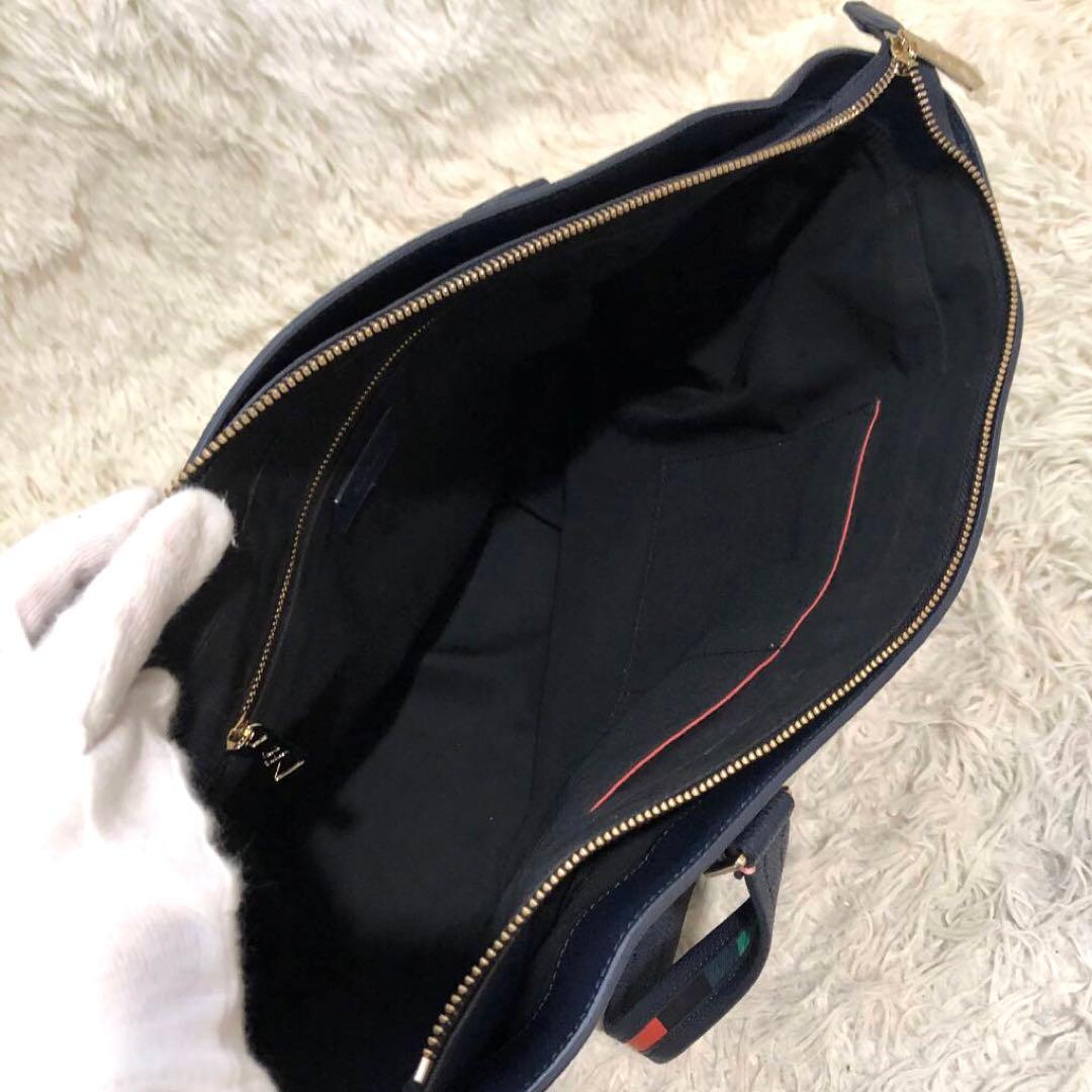 未使用級✨✨ポールスミス レザー　マルチストライプ　トートバッグ ネイビー