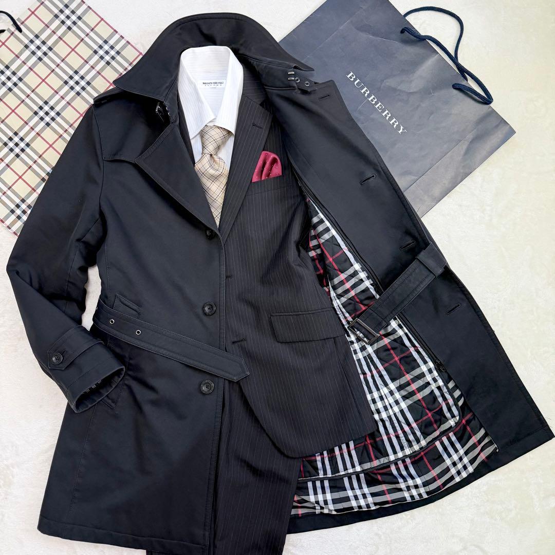 【美品】バーバリーブラックレーベル 着脱可能 ライナー付 トレンチコート M