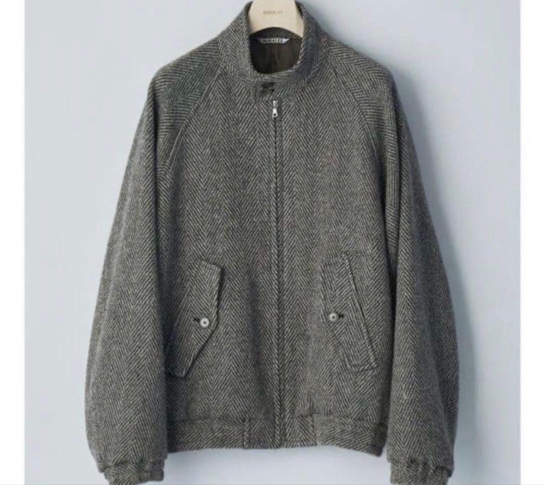 ジャケット・アウター AURALEE LAMA SHETLAND WOOL TWEED BLOUSON