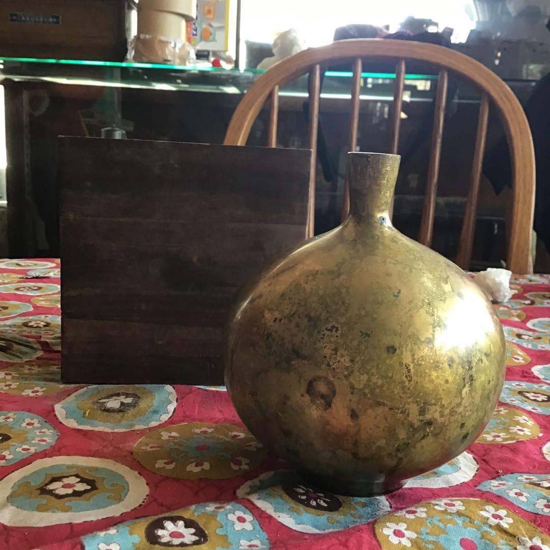 骨董　桐箱入り　銅器　小壺