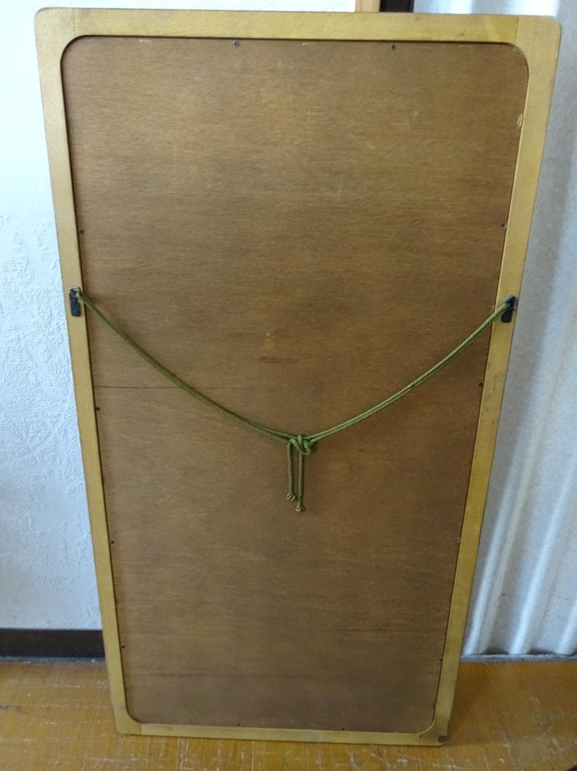 スタンドミラー　ウォールミラー　安心ミラー　姿見　飛散防止　オーク無垢　美品