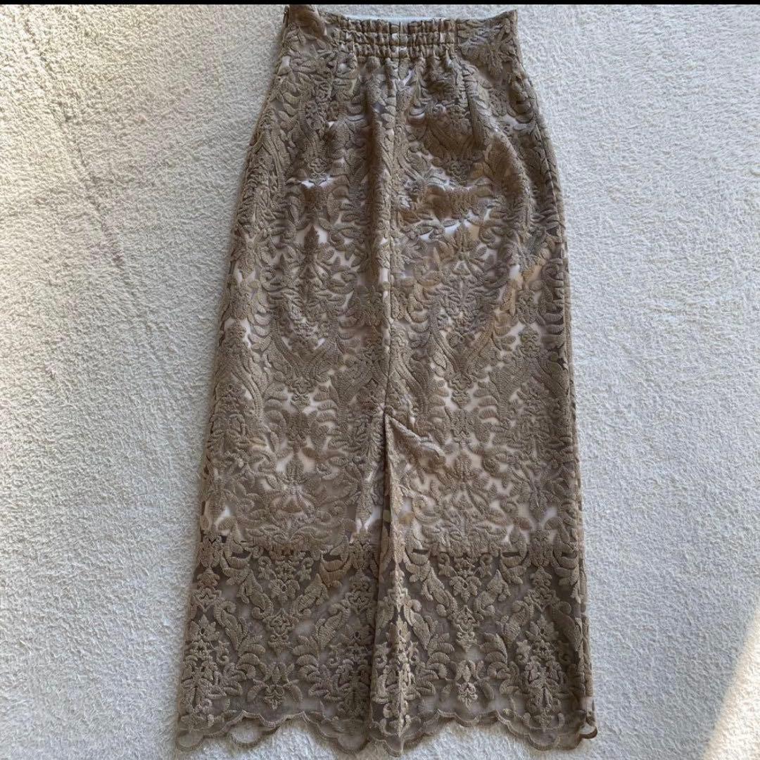 【2025年モデル】anuans エンブロイダリーレーススカート　ベージュ