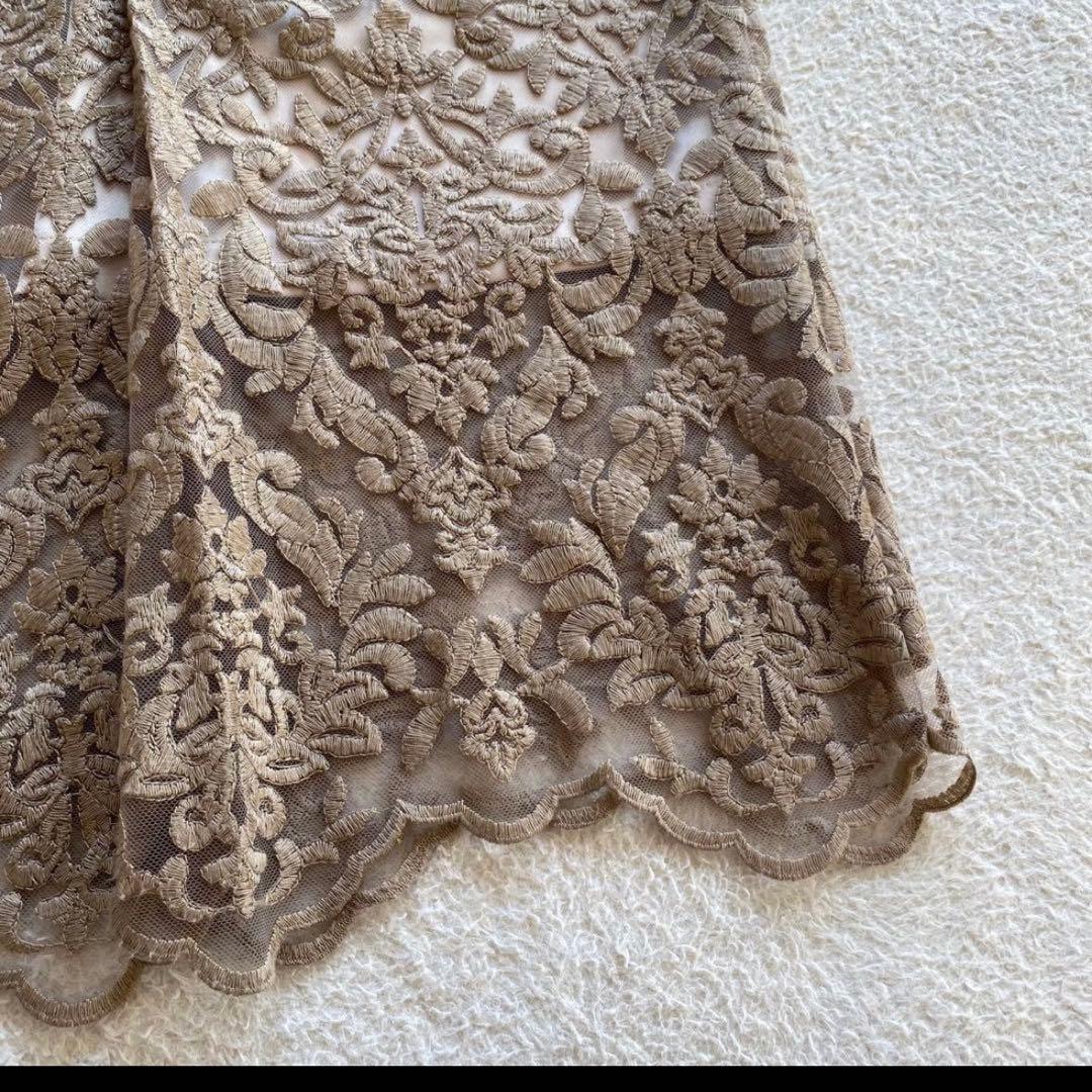 【2025年モデル】anuans エンブロイダリーレーススカート　ベージュ