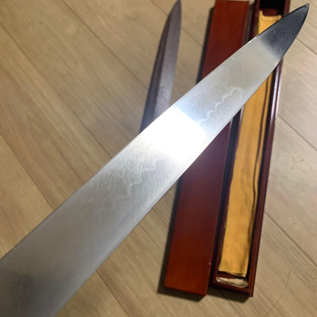 不動國行　玄海正国　水本焼き　柳　包丁　360 尺2 漆桐箱　黒檀鞘黒檀柄