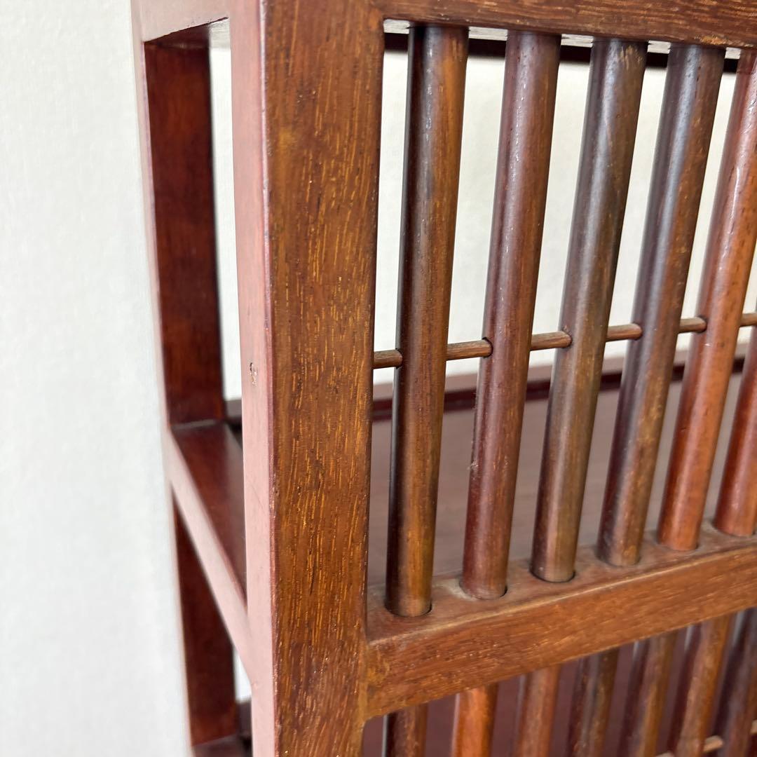 無垢材　格子　縦浅　小棚　高さ約70cm 幅約51cm