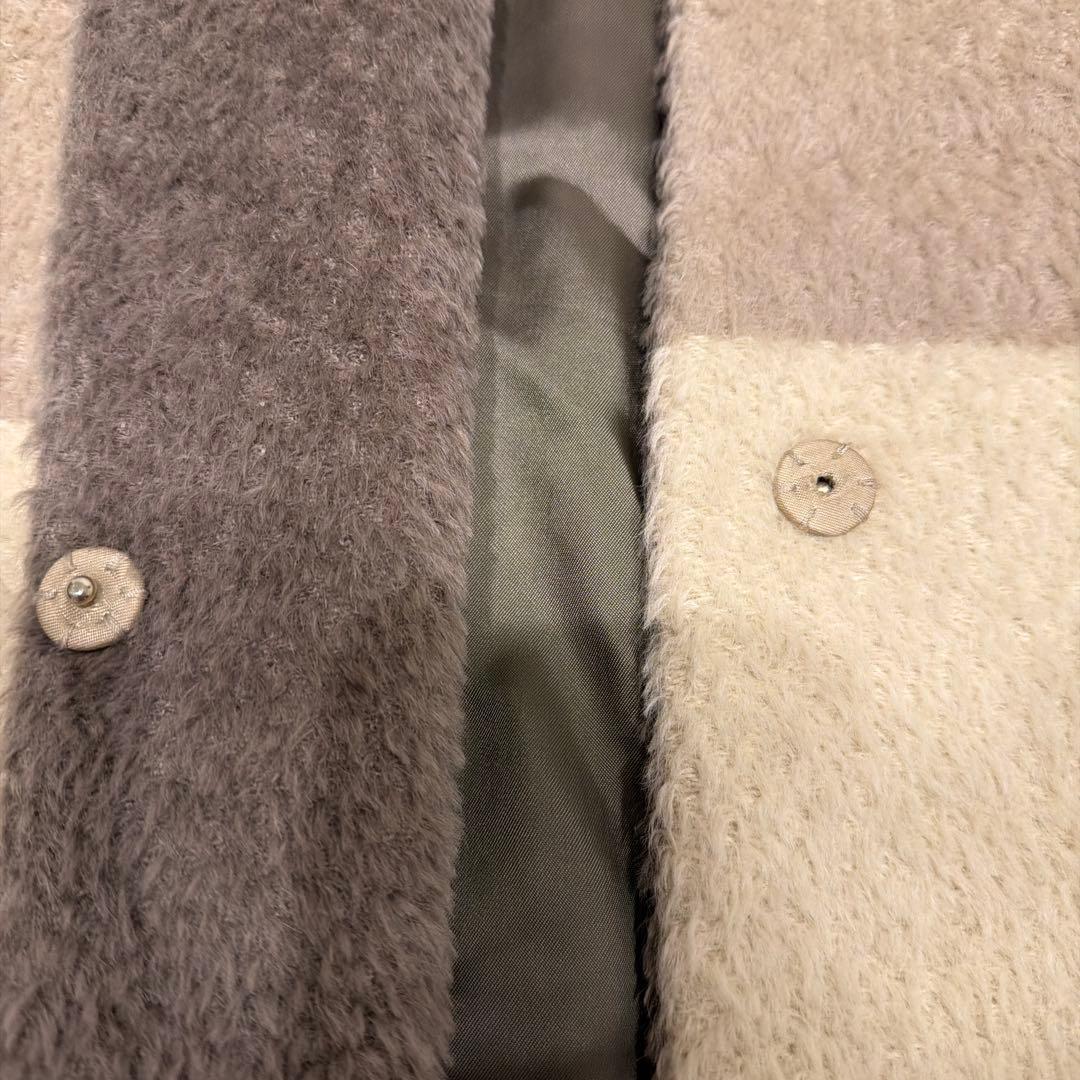 a*i様 超美品MaxMara ボーダー ノーカラー アルパカ ロングコート 4