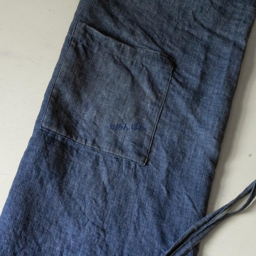 フランス購入 リトアニア リネン ソムリエ エプロン インディゴ 麻 作家もの