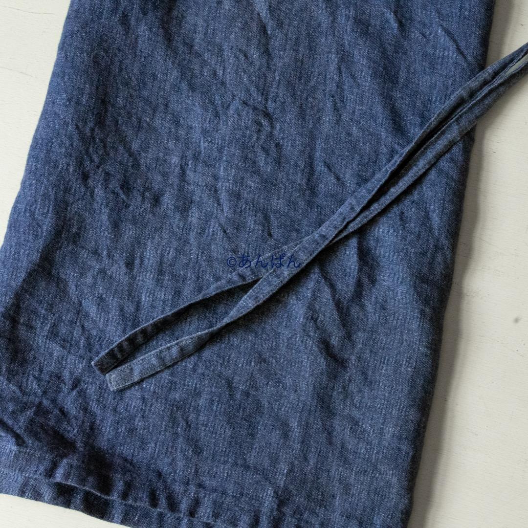 フランス購入 リトアニア リネン ソムリエ エプロン インディゴ 麻 作家もの