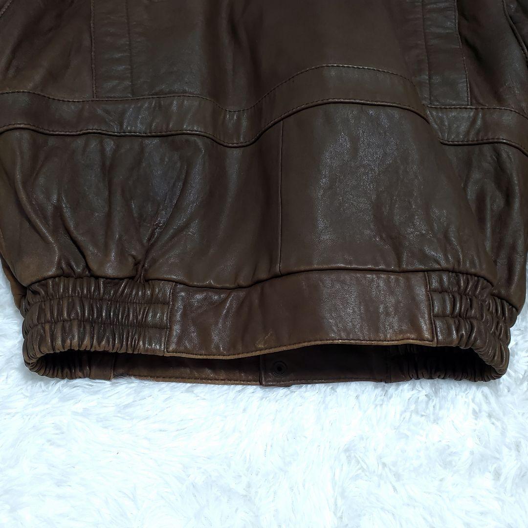 ヴィンテージ　レザージャケット　ライナー　ボア襟　ラムレザー　M　ブラウン