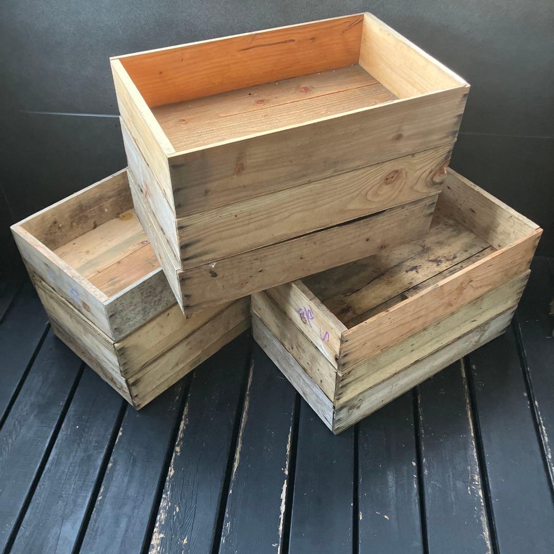 9個まとめ　魚　トロ箱　レトロ　木製箱　魚箱 魚屋 魚河岸 市場 木製　道具箱