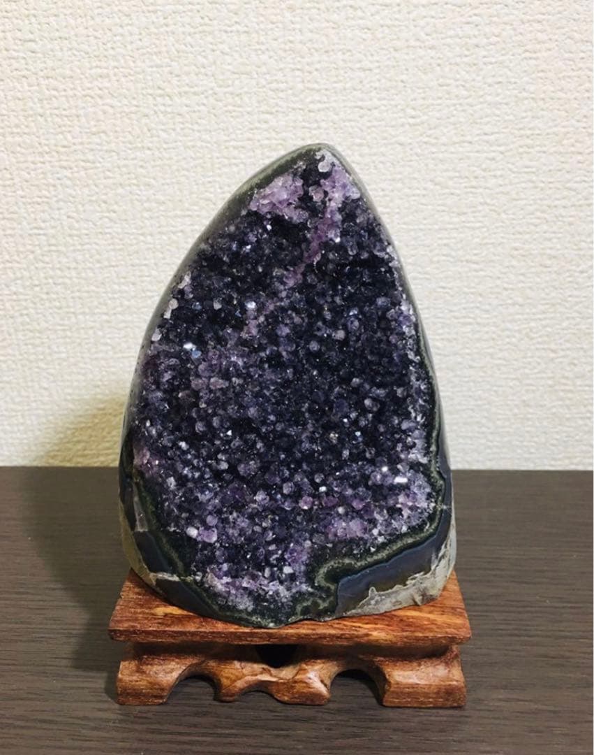 色濃い　超大高品質アメジストドームミニクラスター　台座込　送料無料