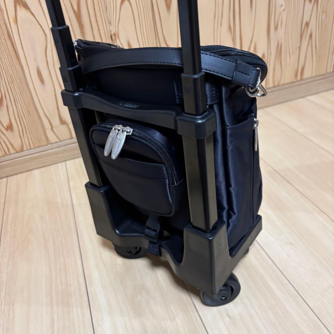 ブラックキャリーカート ナイロン製 伸縮式　SWANY ローラー４輪