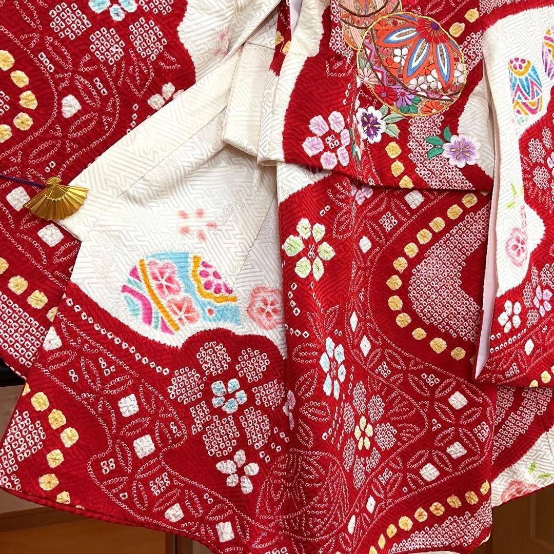 ayaNo.13 七五三　　3歳 正絹被布セット　　本総絞り　　訳あり