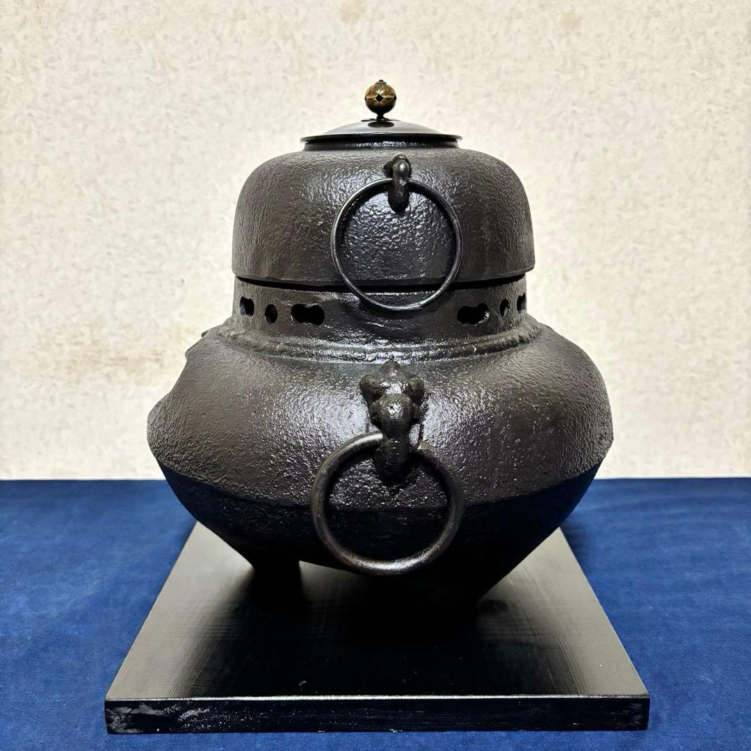 風炉/茶釜/電熱器/鬼面風炉釜/鉄風炉/野々田製電熱器/敷板/茶道具/お点前道具