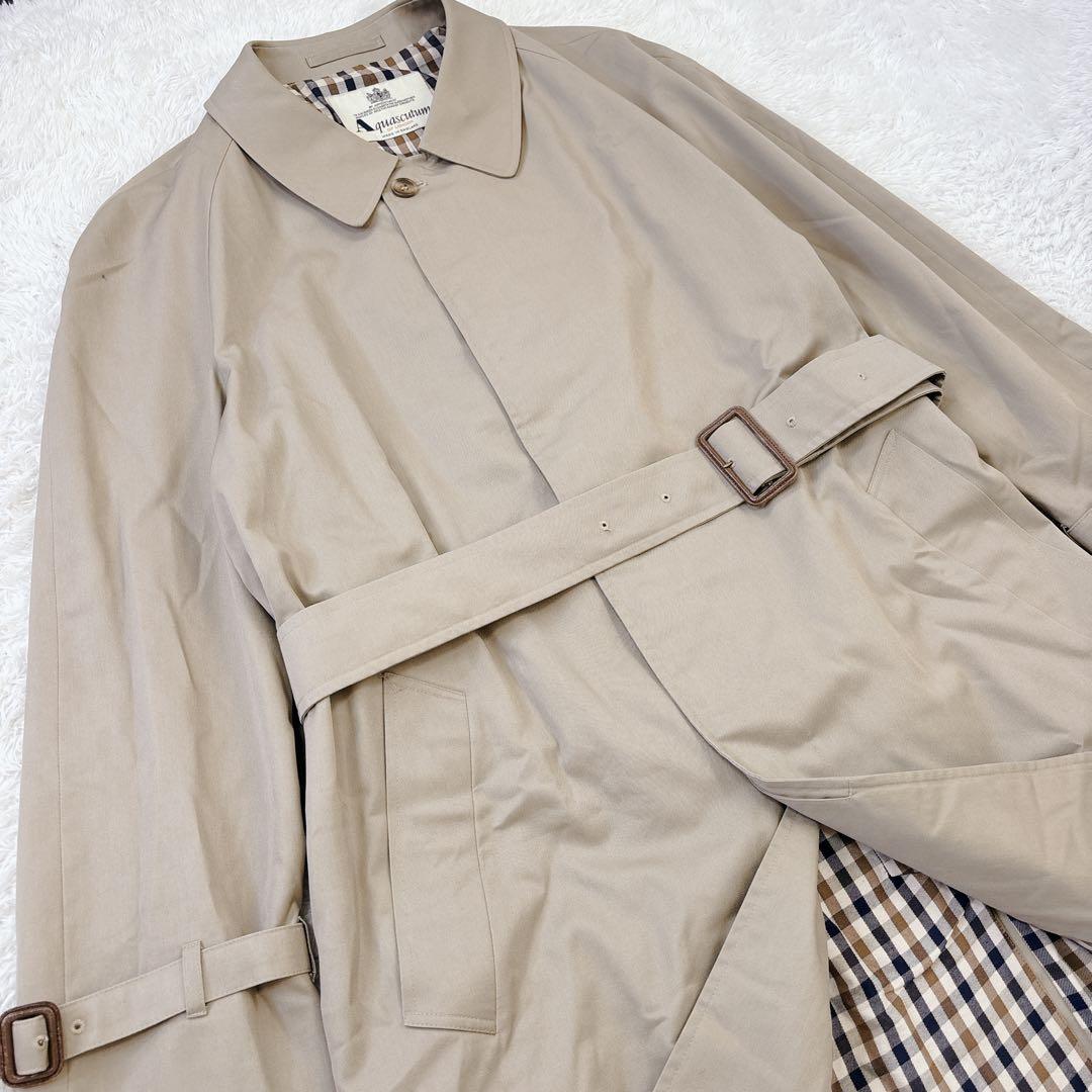 美品　着丈115 アクアスキュータム　バルマカーンコート　ベルト付き　L