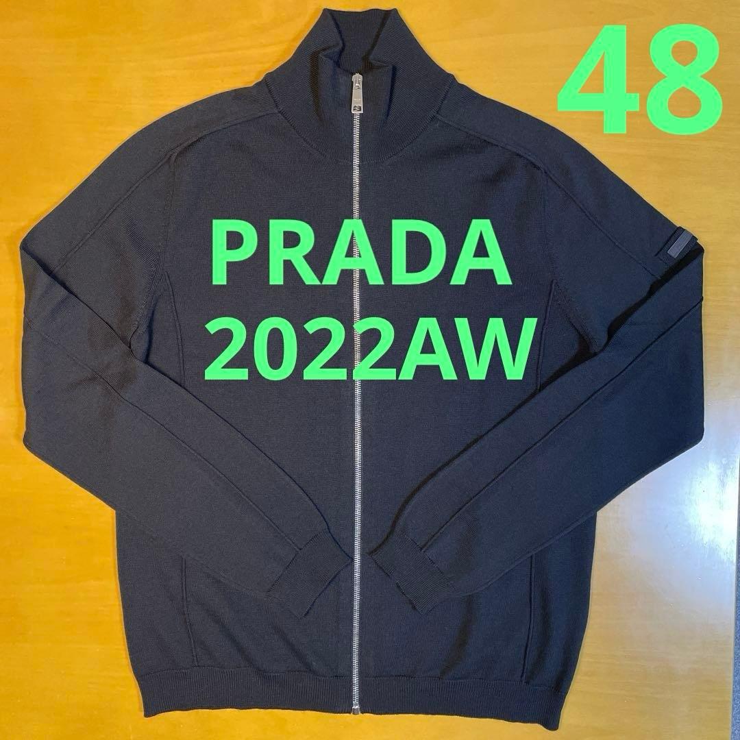 週末値下‼️超美品‼️PRADA★プラダ★ジップニット★48★黒★ウール★22AW