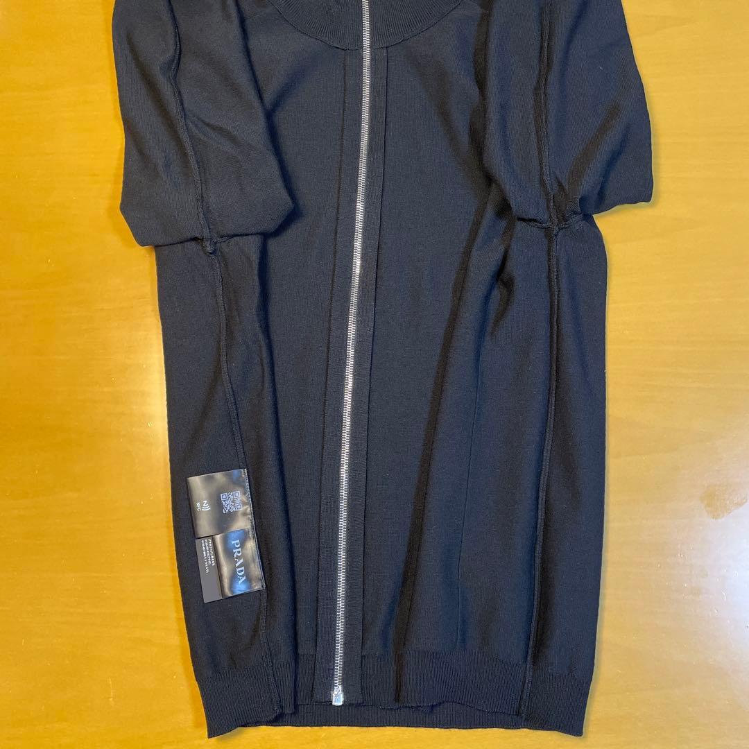 週末値下‼️超美品‼️PRADA★プラダ★ジップニット★48★黒★ウール★22AW