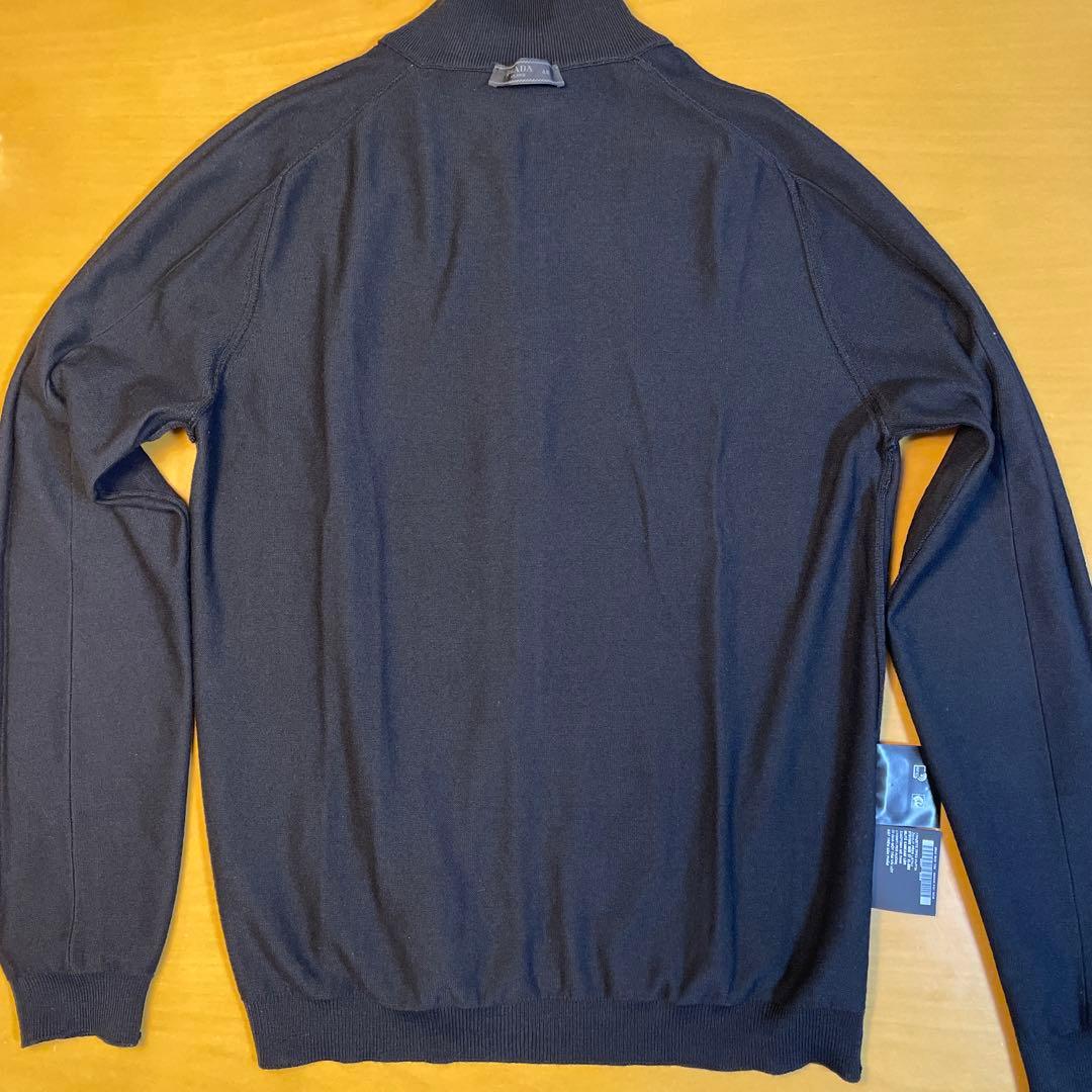 週末値下‼️超美品‼️PRADA★プラダ★ジップニット★48★黒★ウール★22AW