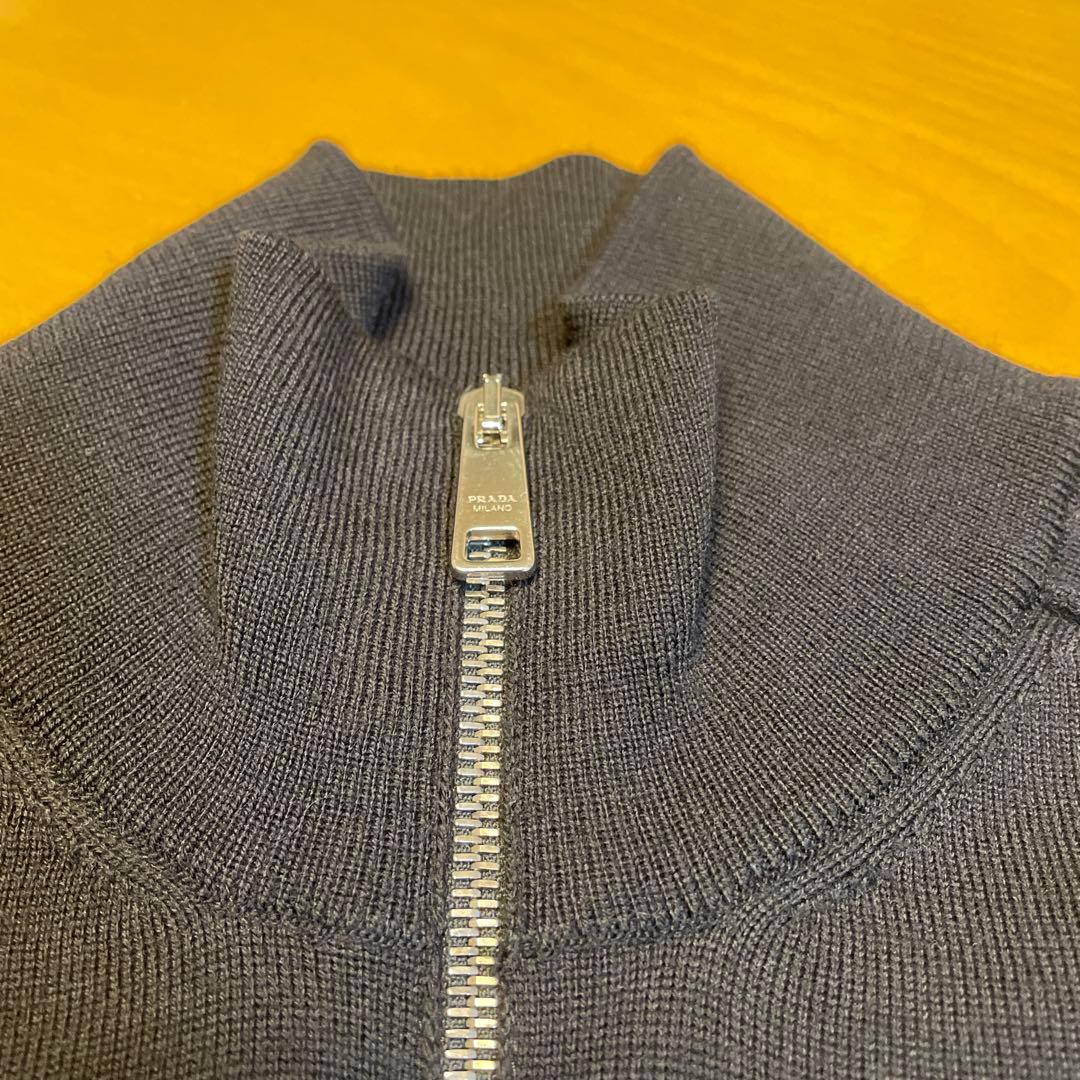 週末値下‼️超美品‼️PRADA★プラダ★ジップニット★48★黒★ウール★22AW