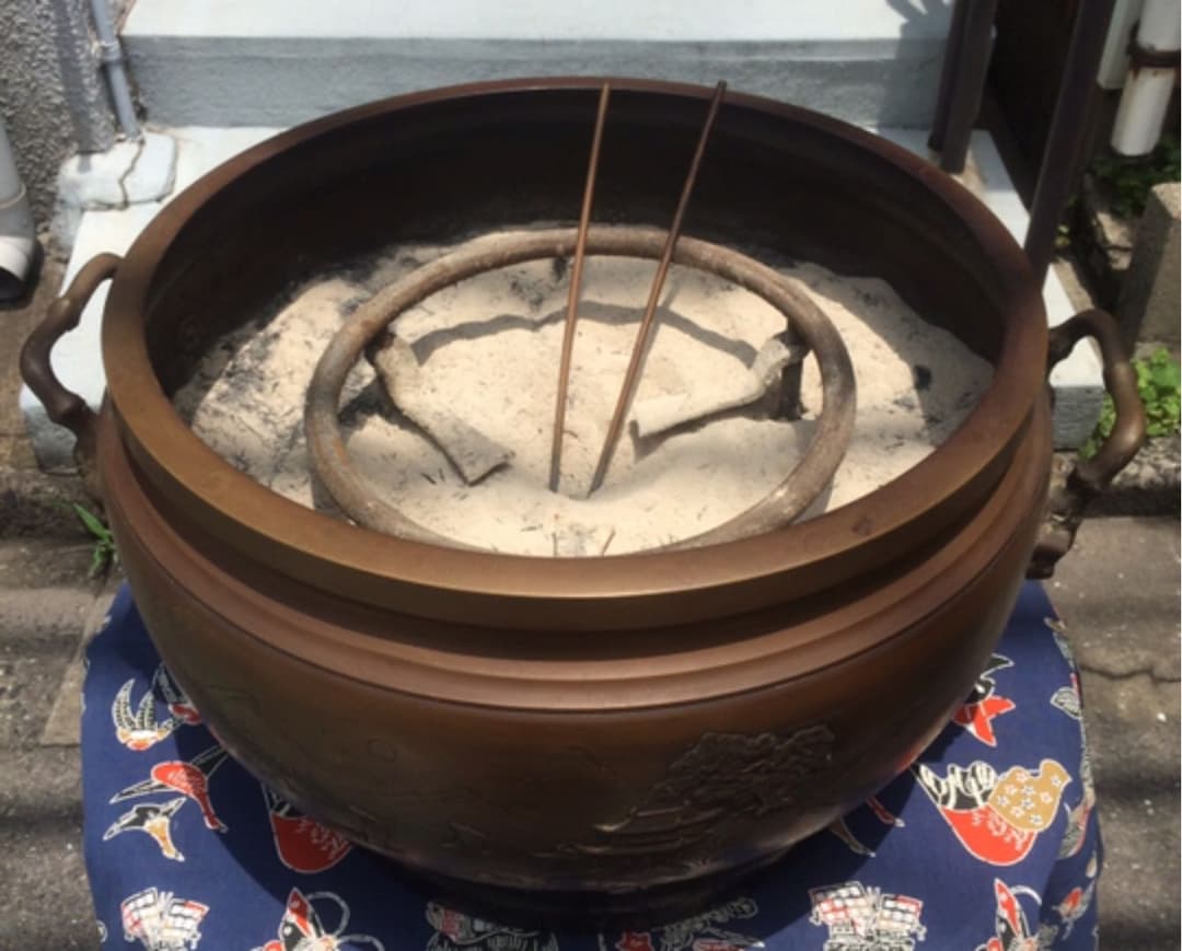 C3 茶道具・銅火鉢・火鉢・古銅・双耳 瓶掛・インテリア・アンティーク・古道具