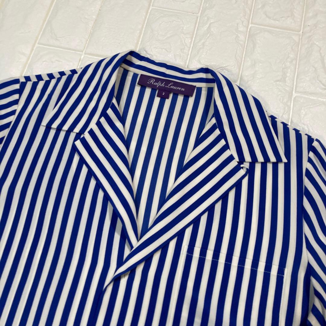 【高級】ラルフローレン　パープルレーベル　オープンカラーシャツ　シルク100%