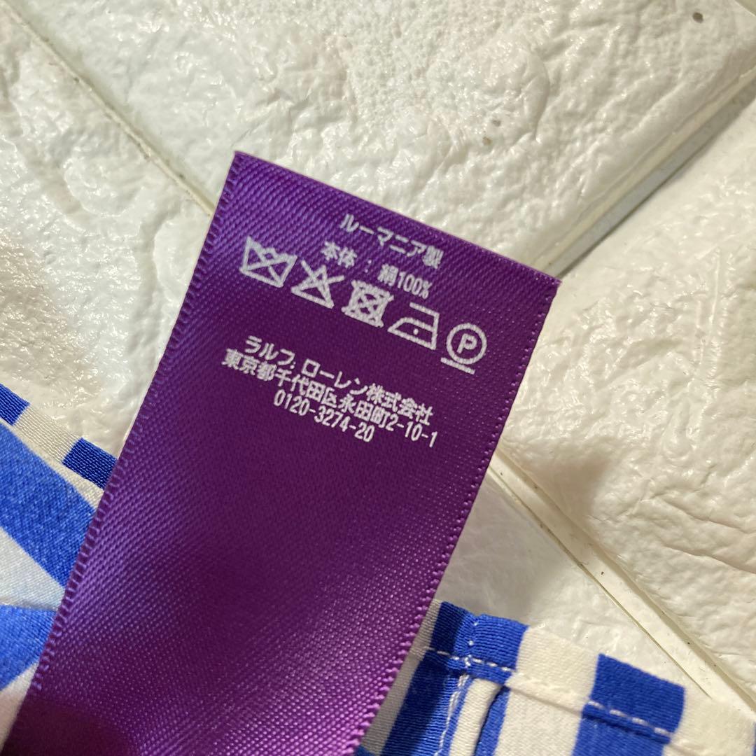 【高級】ラルフローレン　パープルレーベル　オープンカラーシャツ　シルク100%