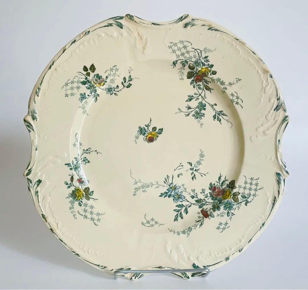 希少　ジアン窯　1900年前後　フランス　アンティーク 薔薇 平皿 プレート