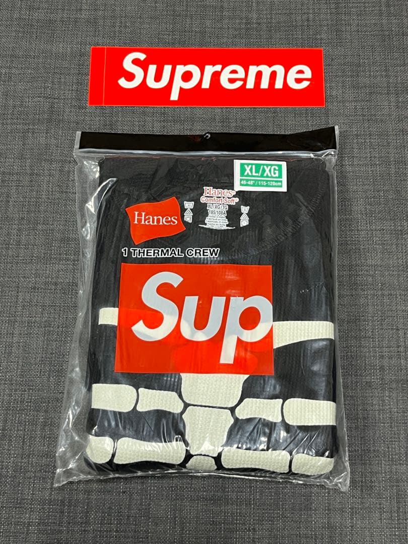 XL 黒 Supreme x Hanes Bones Thermal Crew