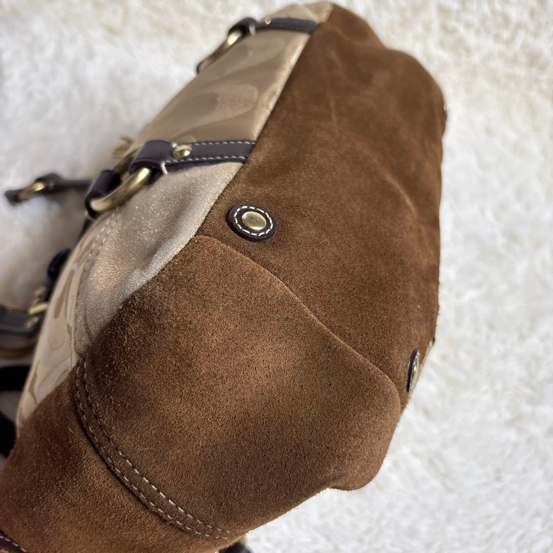 コーチ トートバッグ パッチワーク ブラウン y2k ゴールド金具