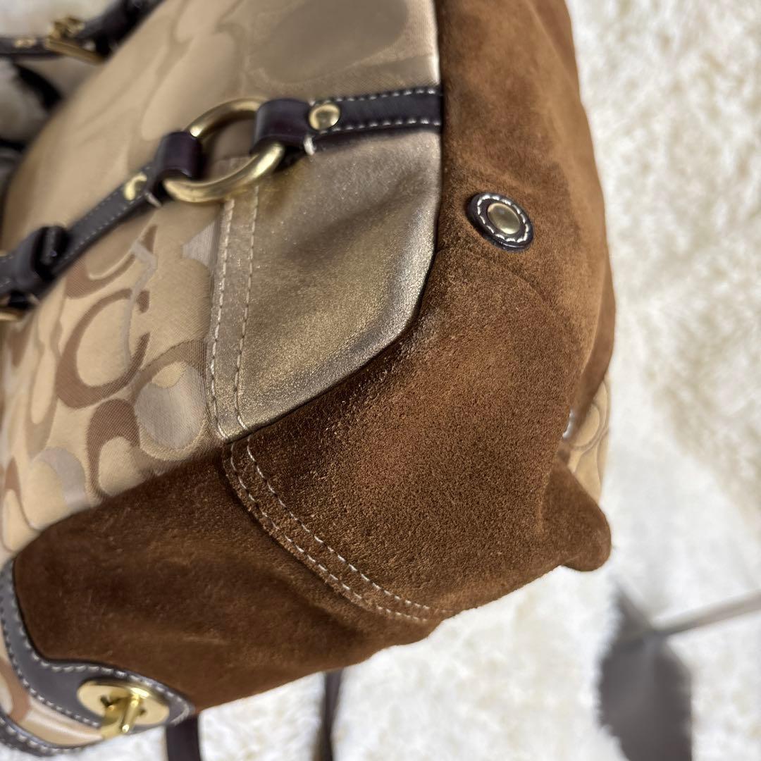コーチ トートバッグ パッチワーク ブラウン y2k ゴールド金具