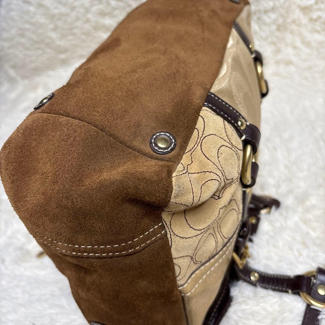 コーチ トートバッグ パッチワーク ブラウン y2k ゴールド金具