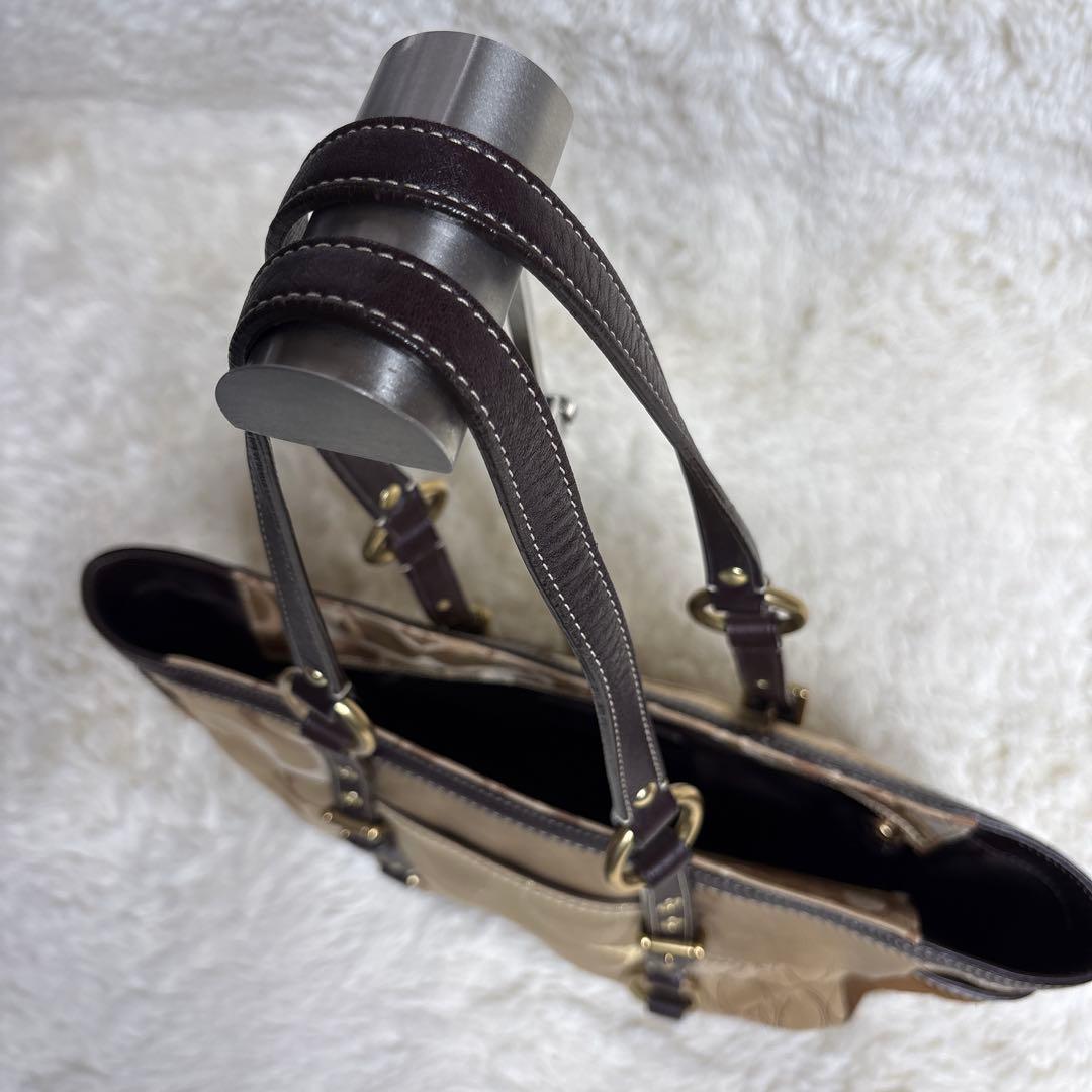 コーチ トートバッグ パッチワーク ブラウン y2k ゴールド金具