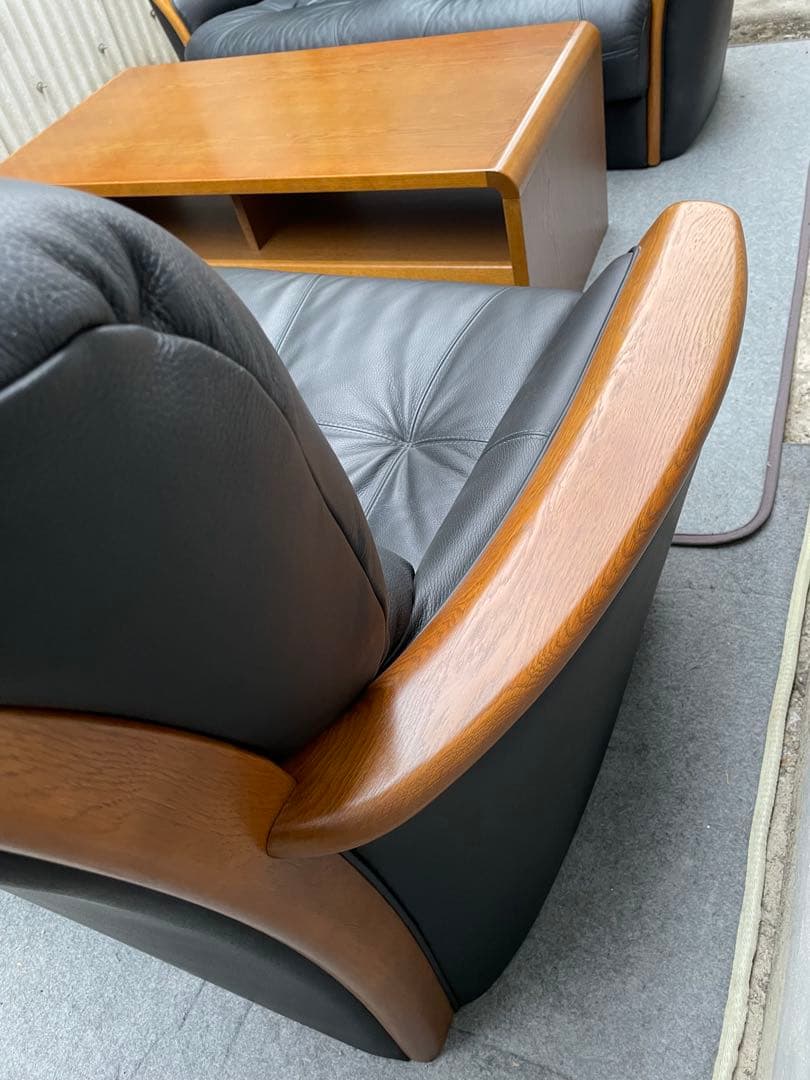 ブランコ　美品　浜本工芸　本革　応接セット　ソファ　テーブル　2点セット