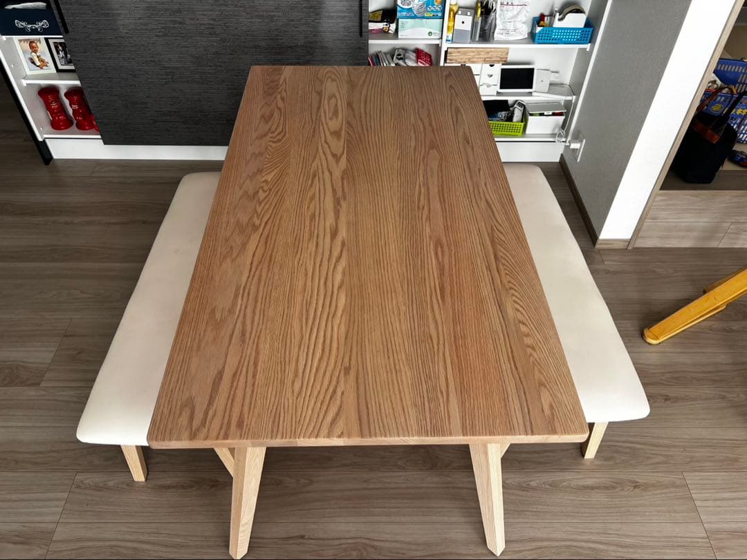 ナチュラル木製ダイニングテーブル ベンチ付き総額１５万