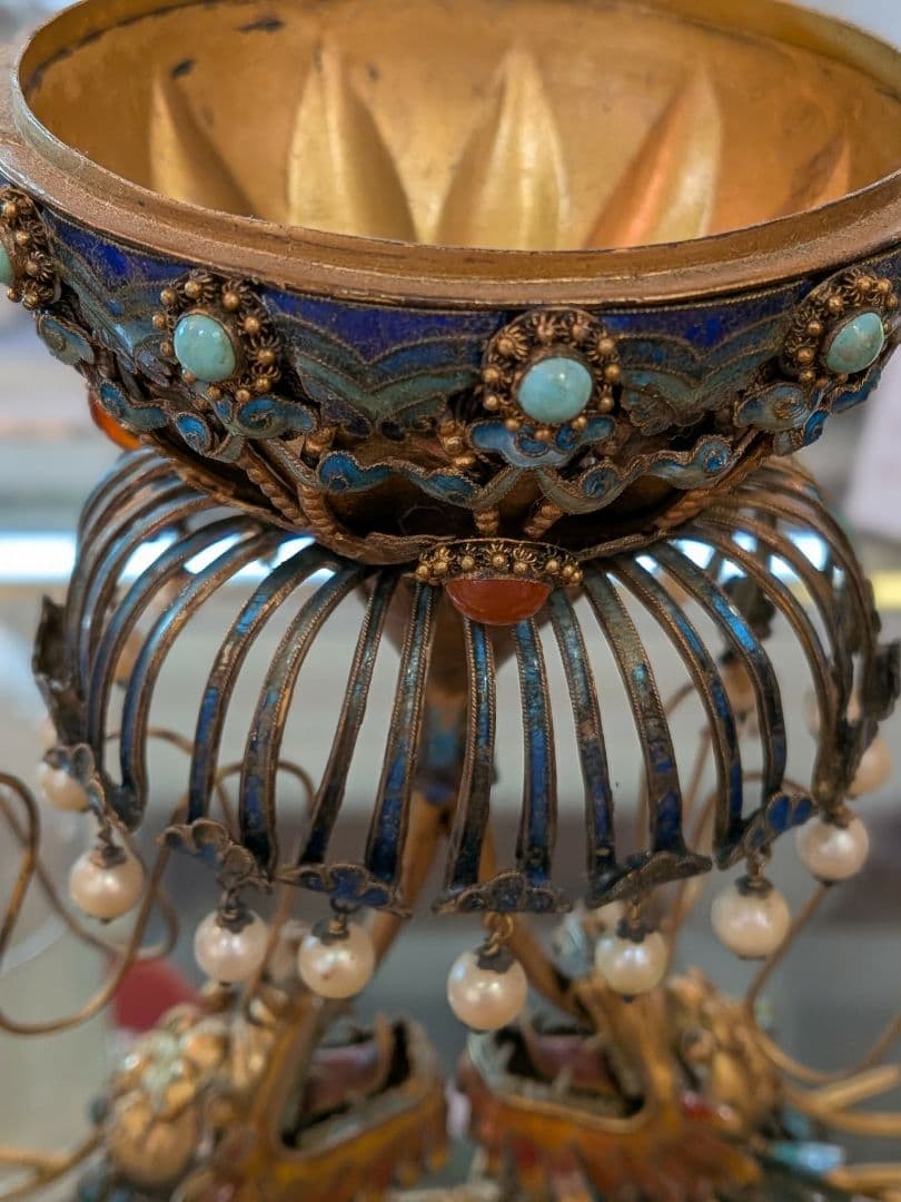 シャイションプー 特価 骨董 中国 龍 置物 高さ約36㎝×横奥行15㎝