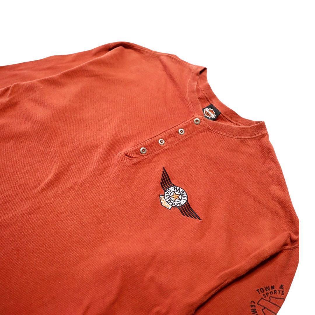 【Ytkd様】90sUSA製古着美品ハーレーダビッドソン ヘンリーネックロンT