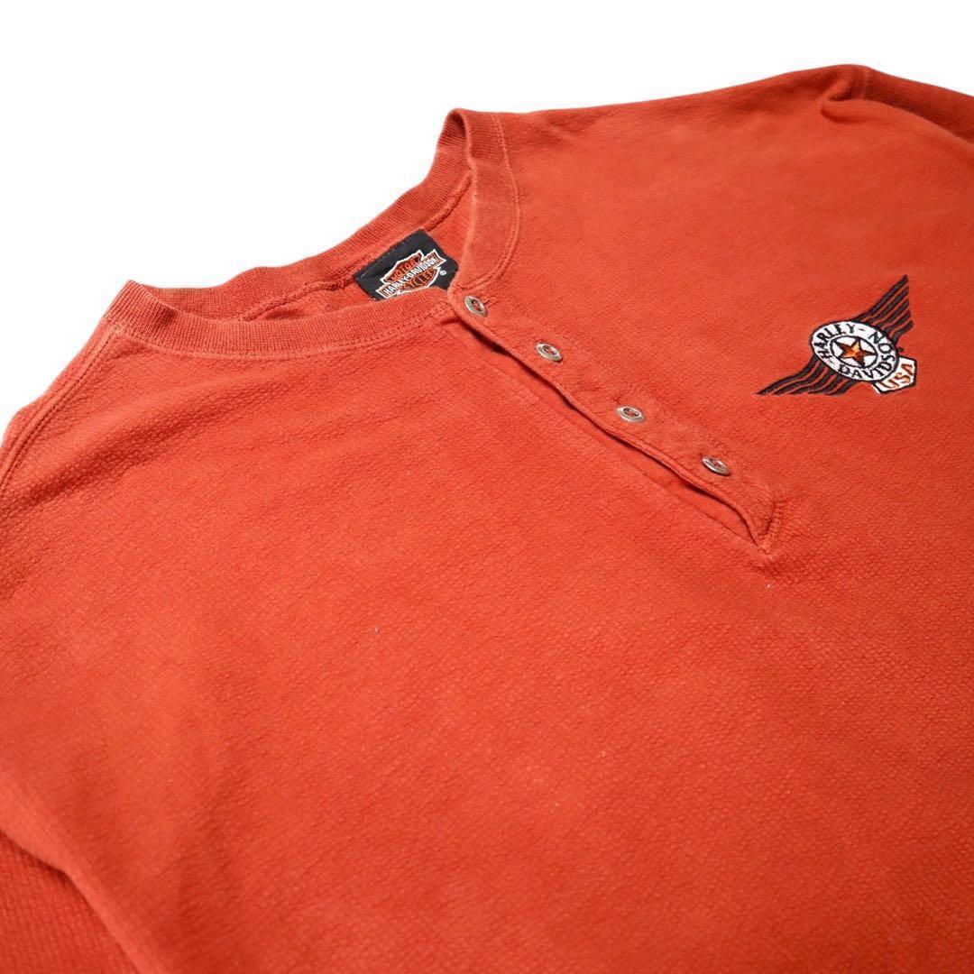 【Ytkd様】90sUSA製古着美品ハーレーダビッドソン ヘンリーネックロンT