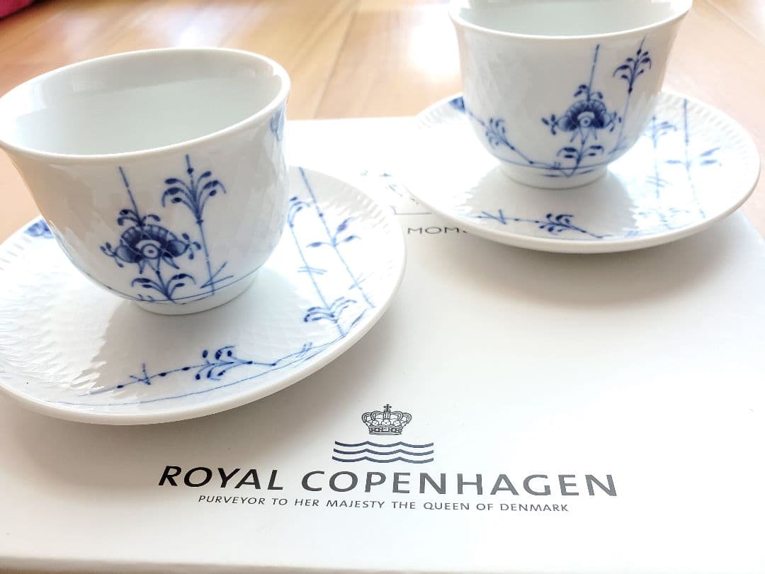 未使用箱入り☆ロイヤルコペンハーゲン　ブルーパルメッテ　ペアティーセット