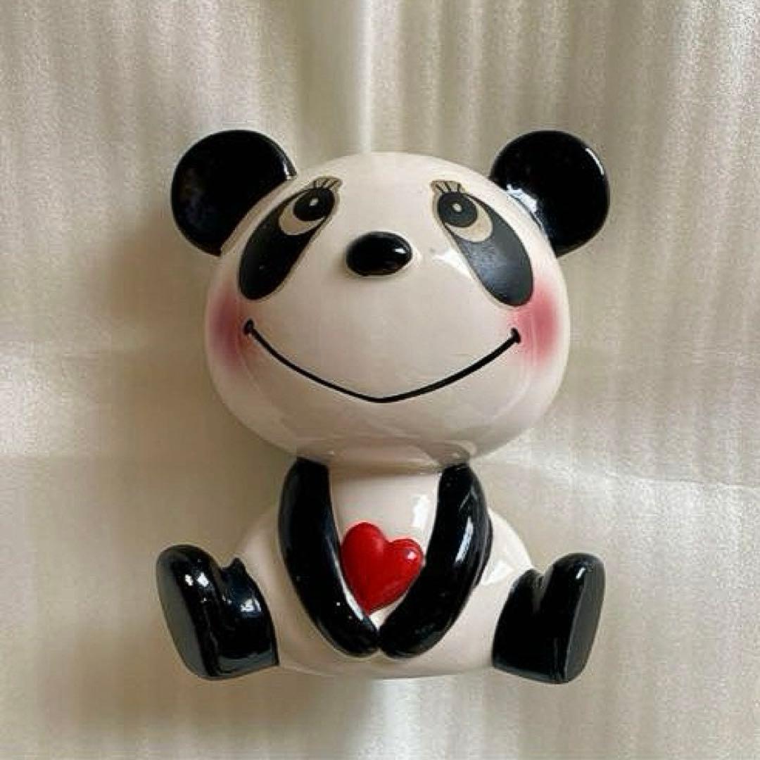 昭和レトロポップ 内藤ルネ　ハートのパンダ　貯金箱