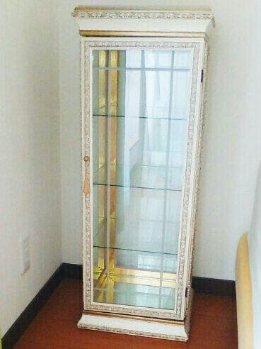 アンティーク キャビネット 飾りだな 飾り棚 姫系 家具 ロココ調 白 ガラス棚