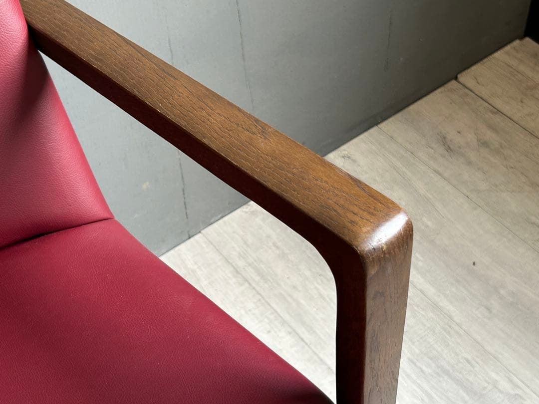 希少　高級家具　浜本工芸　HAMAMOTO アームチェア　ワインレッド　GG