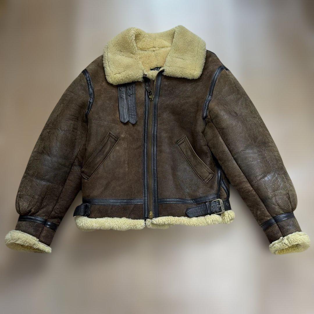 AVIREX B-3ブラウンレザー フライトジャケット ボア付き