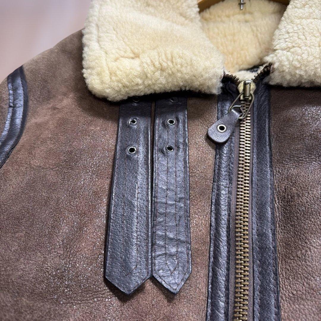 AVIREX B-3ブラウンレザー フライトジャケット ボア付き