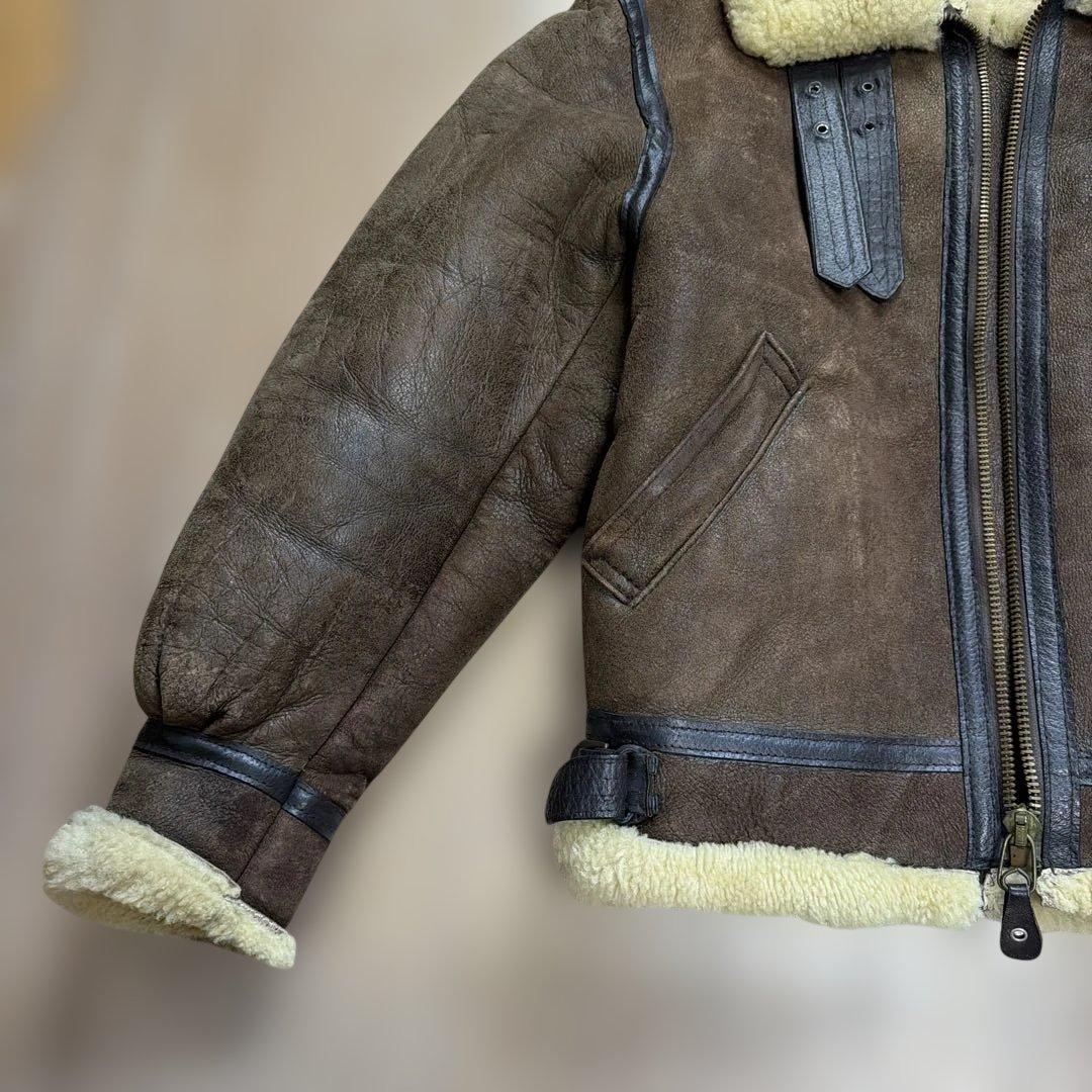 AVIREX B-3ブラウンレザー フライトジャケット ボア付き