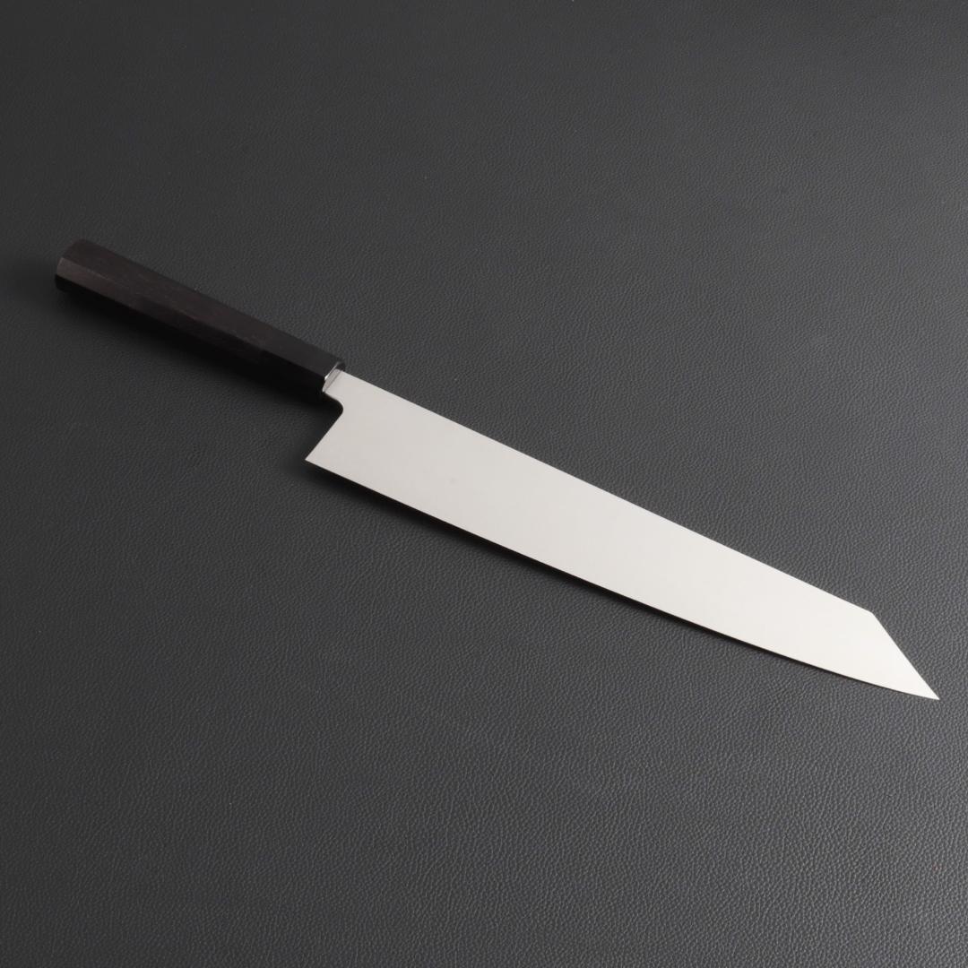 10419 切付型牛刀 尺寸 刺身包丁 両刃包丁 和牛刀 黒檀黒水牛角八角柄