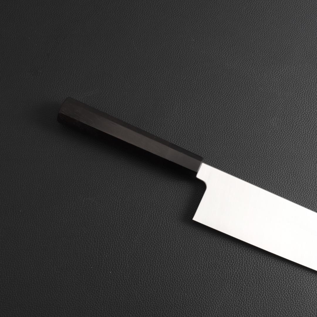 10419 切付型牛刀 尺寸 刺身包丁 両刃包丁 和牛刀 黒檀黒水牛角八角柄