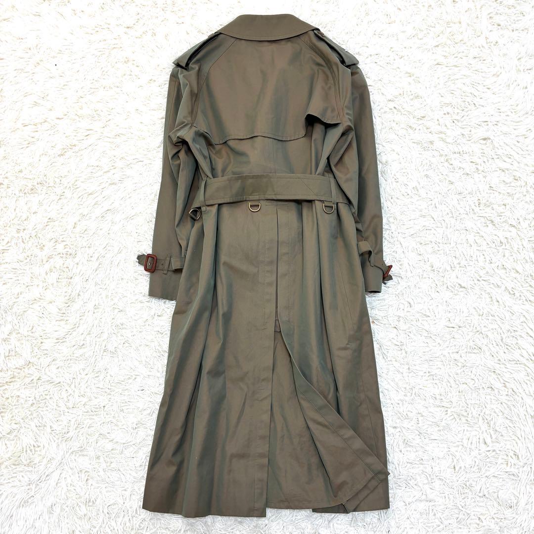 美品 バーバリー トレンチコート ベルト付 ノバチェック メンズ M カーキ