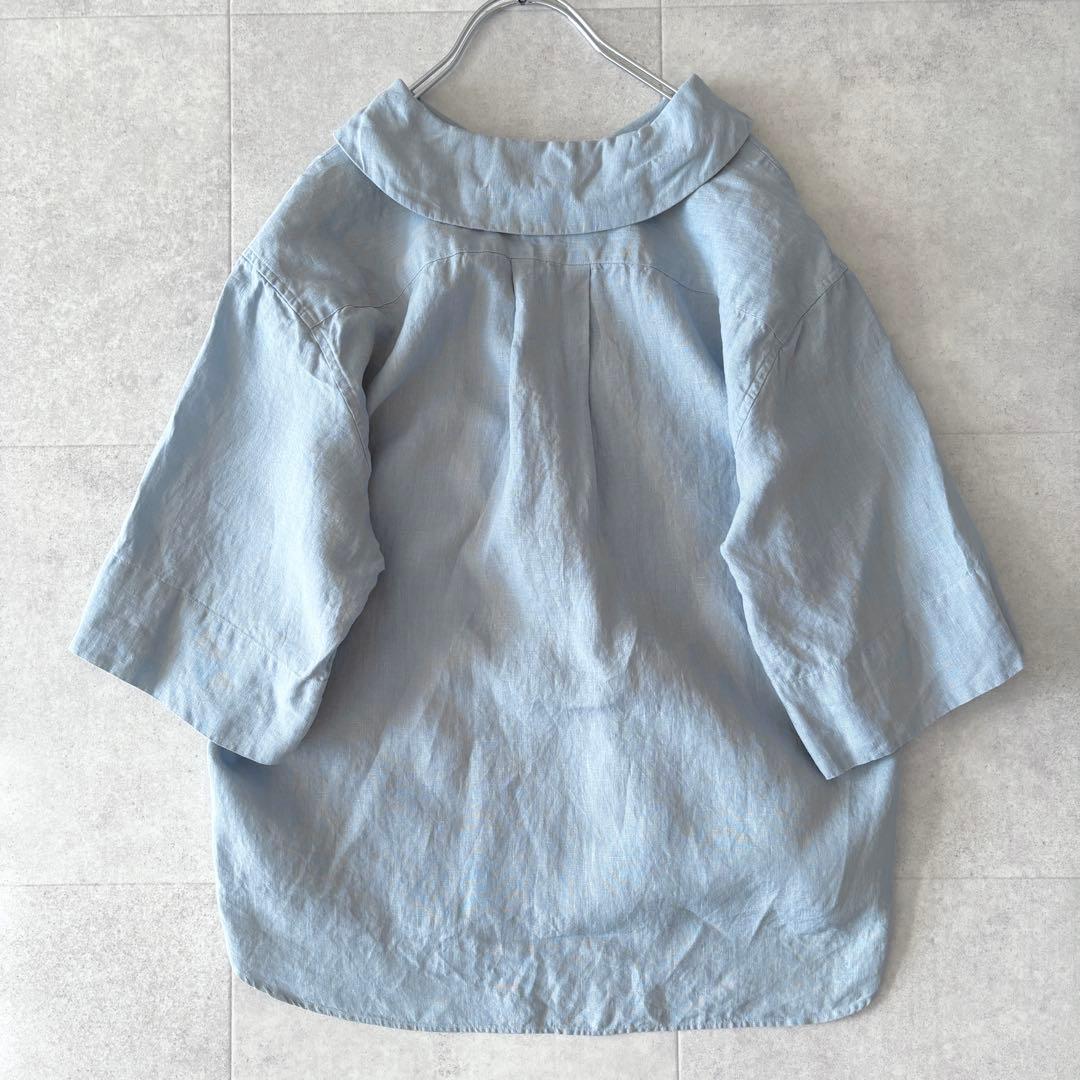 未使用級✨️24SS 3,5万 マーガレットハウエル 半袖ブラウス 水色 1