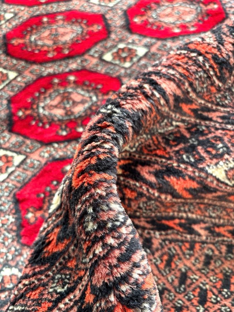 美品　アフガンラグ　ギュル紋様　トルクメンラグ　　202×125 経年40年